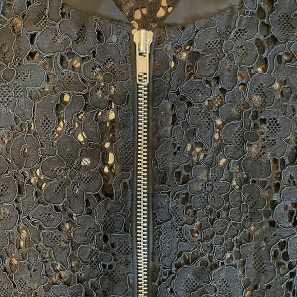 Sheer Floral Lace Jacket // Lightweight // Zip-Up Bomber Style - Picture 2 of 3